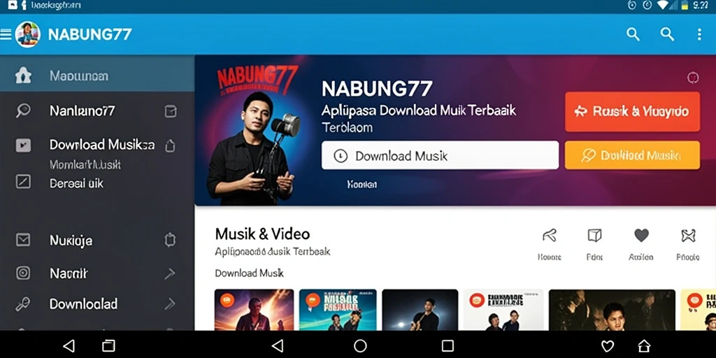Antarmuka aplikasi NABUNG77 untuk Download Musik yang menarik dan fungsional.