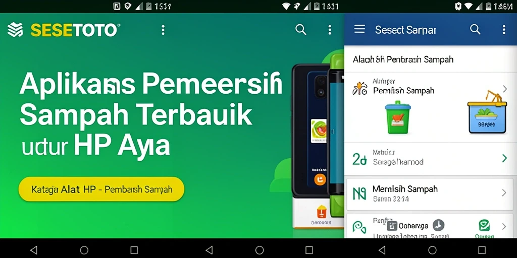 Antarmuka SESETOTO menampilkan proses pembersihan sampah yang sederhana.