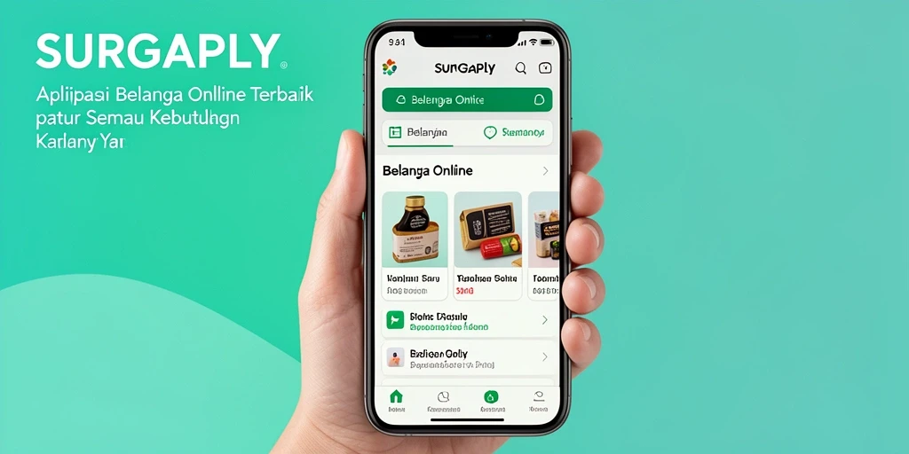 Antarmuka aplikasi SURGAPLY yang memudahkan belanja online dengan berbagai fitur.