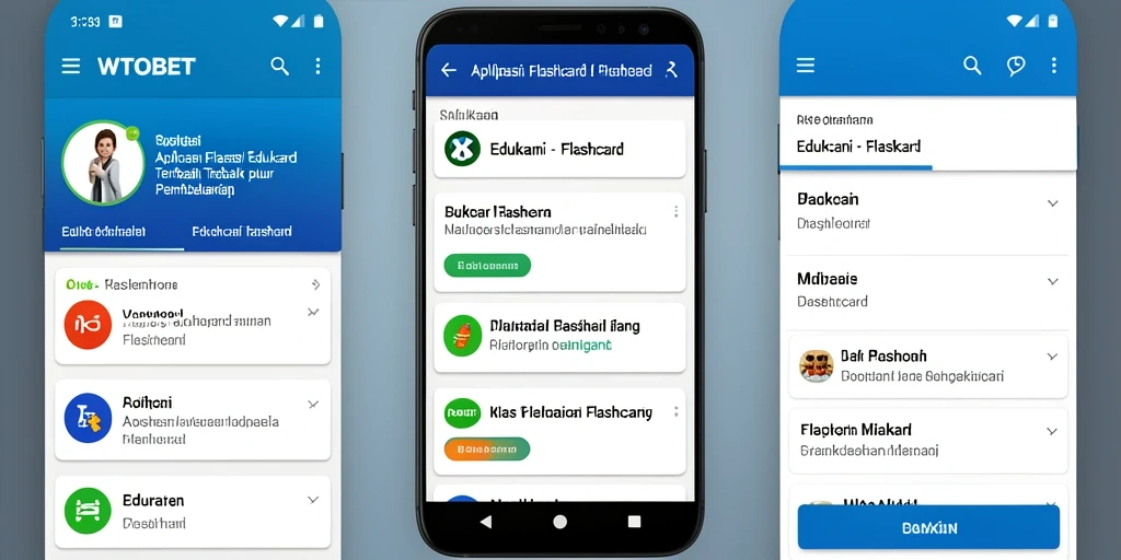 Tangkapan layar aplikasi Flashcard WTOBET menampilkan antarmuka pengguna yang menarik.